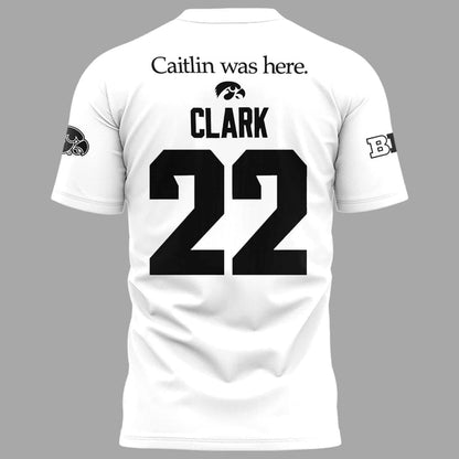 Caitlin Was Here - Caitlin Clark Signature Swoosh Logo T-Shirt V6 (White)