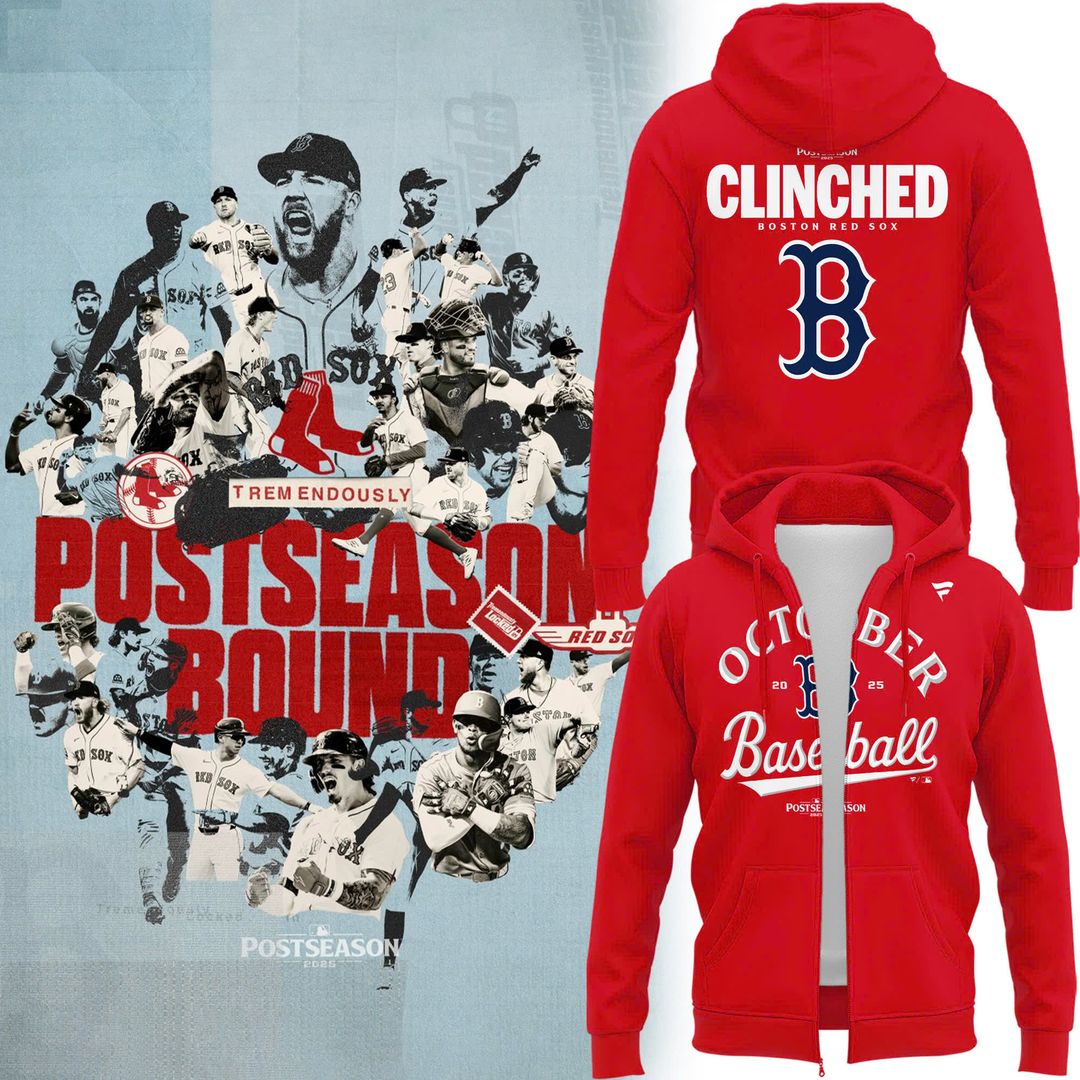 Special October Baseball Post Season 2025 Red Sox Zip Hoodie