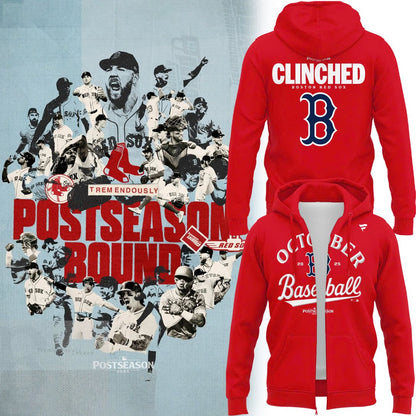 Special October Baseball Post Season 2025 Red Sox Zip Hoodie