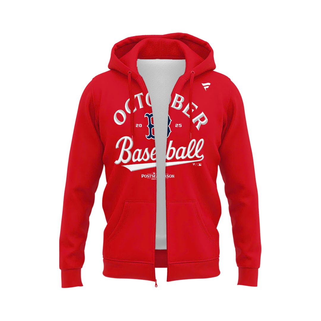 Special October Baseball Post Season 2025 Red Sox Zip Hoodie