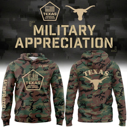 2025 Texas Longhorns Military Appreciation Camo Hoodie