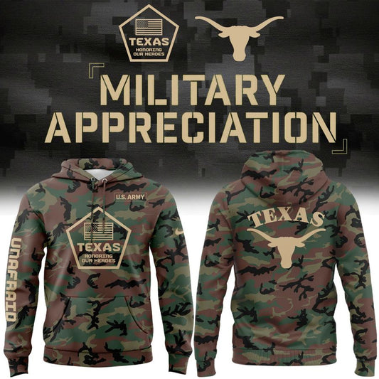 2025 Texas Longhorns Military Appreciation Camo Hoodie