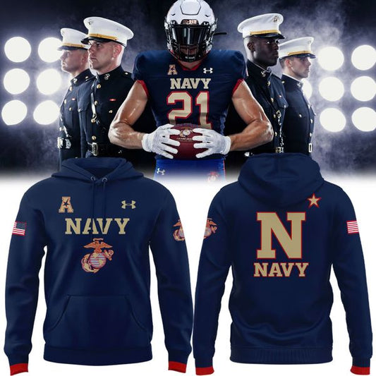 Navy Football Marines 250 Years Celebration Hoodie - Limited Edition