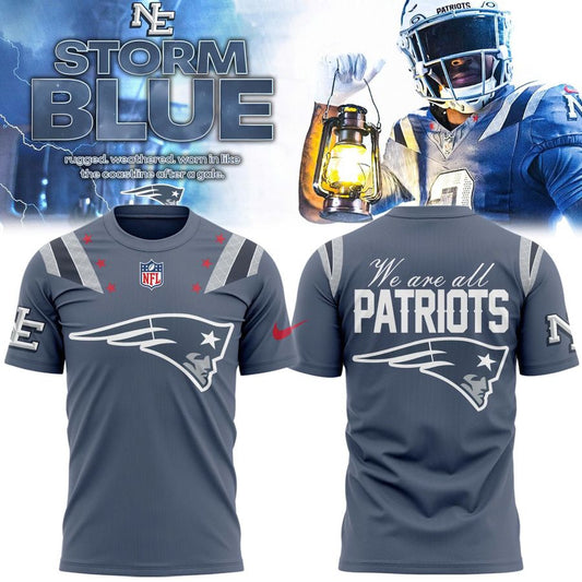 NE Patriots 2025 Rivalries Nor’Easter Storm Blue T-Shirt