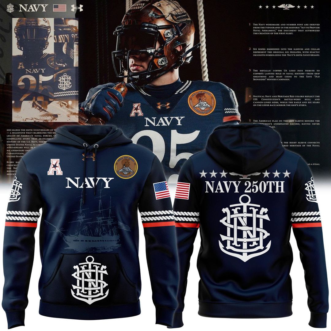 Navy Midshipmen 250th Anniversary Uniform Sideline Collection Replica Hoodie