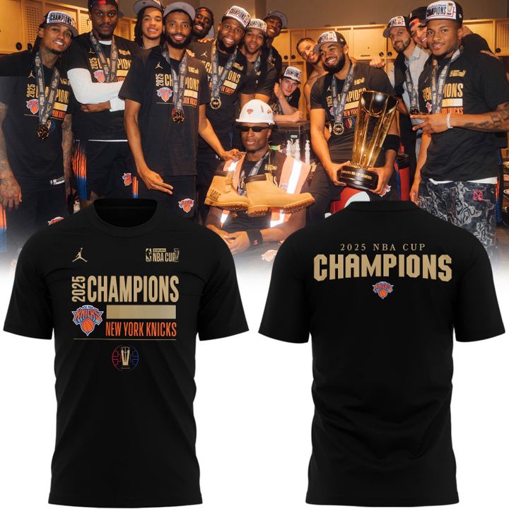 2025 New York Knicks NBA Cup Champions T-Shirt V2