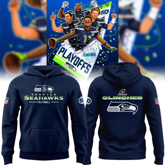 Seattle Seahawks "CLINCHED PLAYOFFS" Hoodie.