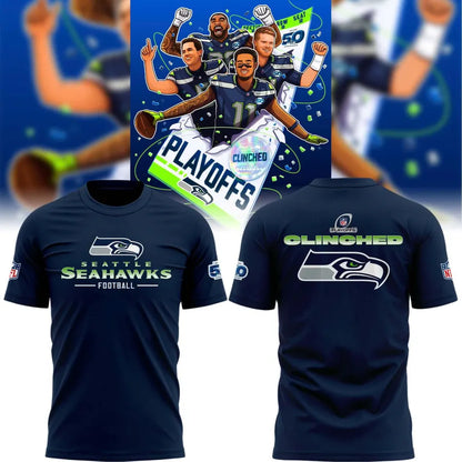 Seattle Seahawks "CLINCHED PLAYOFFS" T-Shirt.