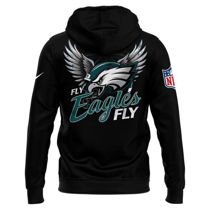Black Philadelphia Eagles 2025 NFC East Division Champions Locker Room Trophy Collection Hoodie