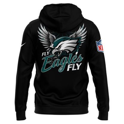 Black Philadelphia Eagles 2025 NFC East Division Champions Locker Room Trophy Collection Hoodie