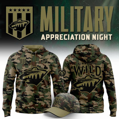Minnesota Wild NHL Salute To Service 2025-2026 Hoodie