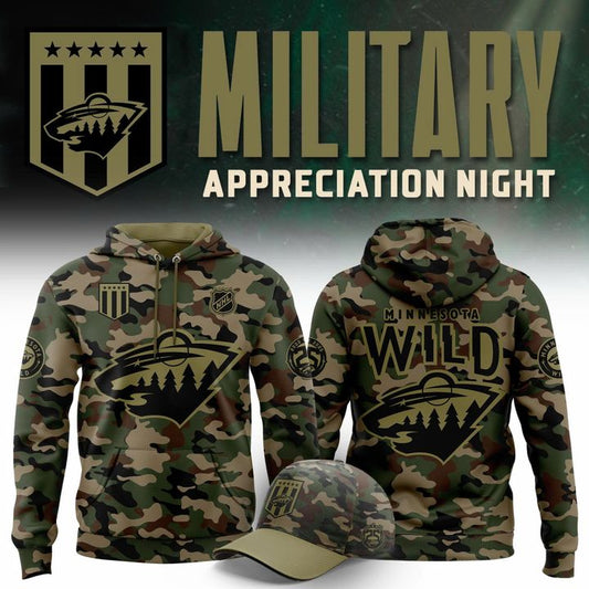 Minnesota Wild NHL Salute To Service 2025-2026 Hoodie