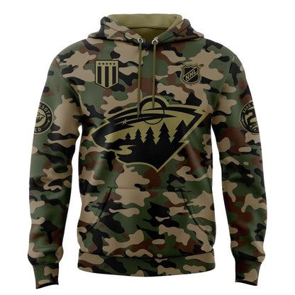 Minnesota Wild NHL Salute To Service 2025-2026 Hoodie