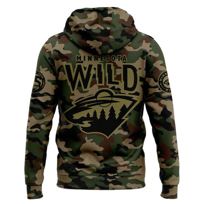 Minnesota Wild NHL Salute To Service 2025-2026 Hoodie