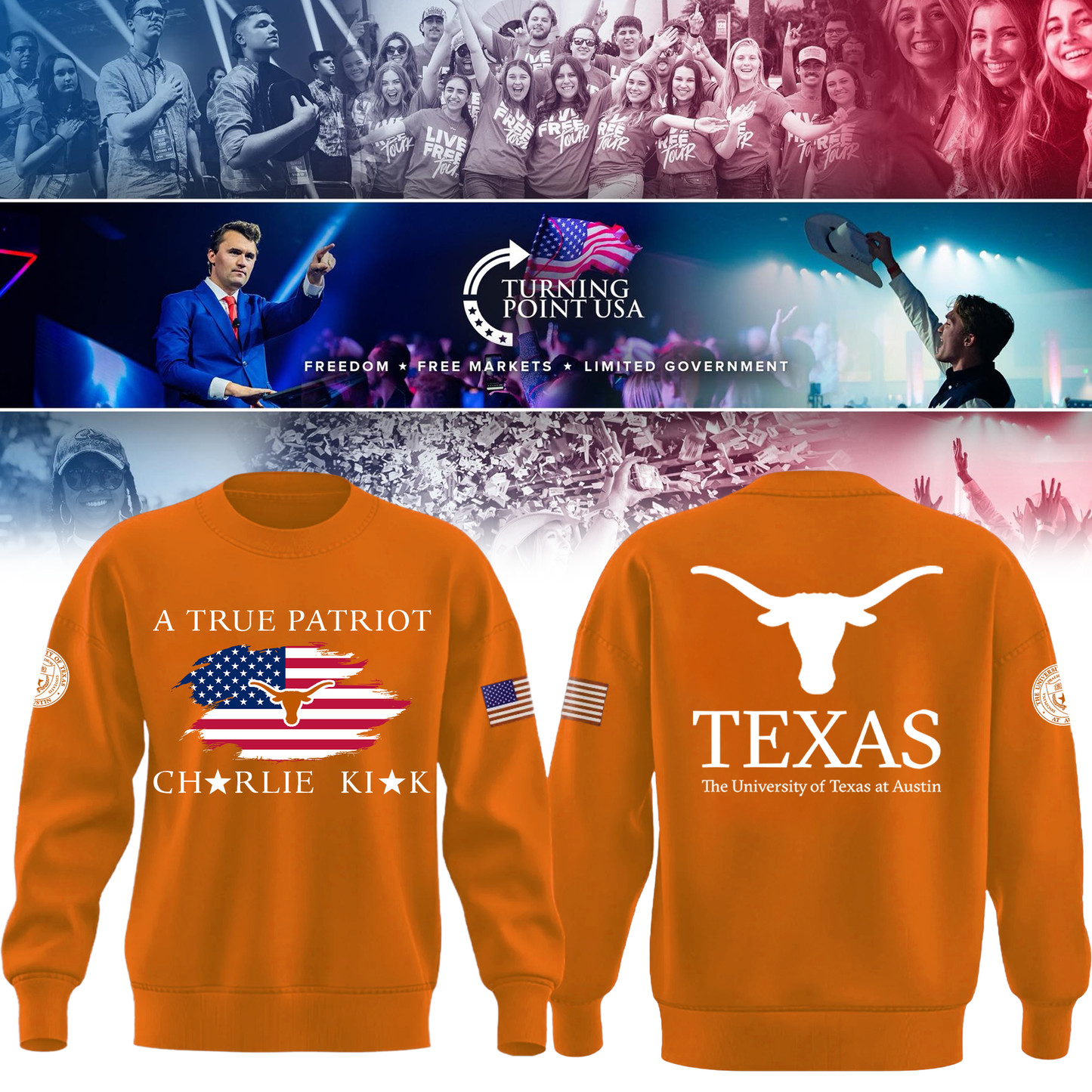 2025 Texas Longhorns University x Turning Point USA Sweatshirt