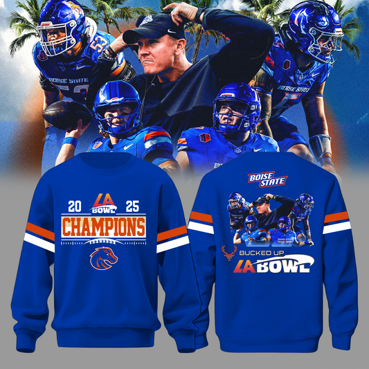 Boise State LA Bowl Champions Blue Sweatshirt - Boise State Football Champions Sweatshirt Jogger Cap Combo - Twinkle My Toes Merch