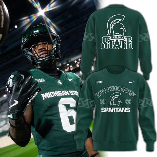 2025 Michigan State Spartans Helmet Logo EST. 1855 Uniform Sweat
