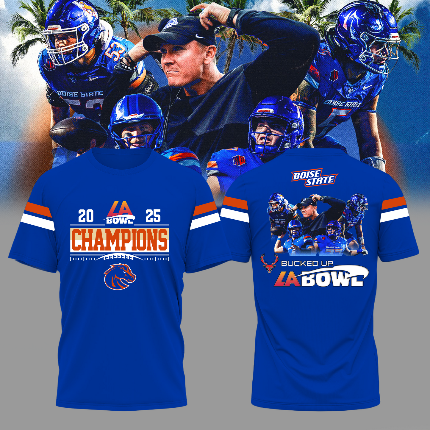 Boise State LA Bowl Champions T-Shirt Blue - Boise State Football Champions T-Shirt Jogger Cap Combo - Twinkle My Toes Merch
