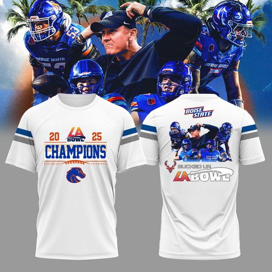 Boise State LA Bowl Champions T-Shirt White - Boise State Football Champions T-Shirt Jogger Cap Combo - Twinkle My Toes Merch